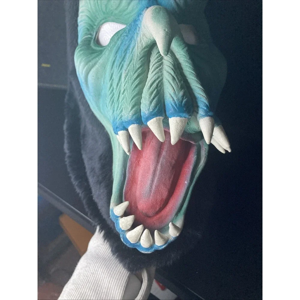 Topstone Fang Face Monster Mask Rare Vintage‎ Costume GreenBlue Black
